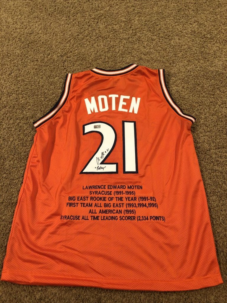 SYRACUSE ORANGE- LAWRENCE MOTEN SIGNED AUTOGRAPH STAT JERSEY TRISTAR COA POETRY COLLECTIBLE MEMORABILIA