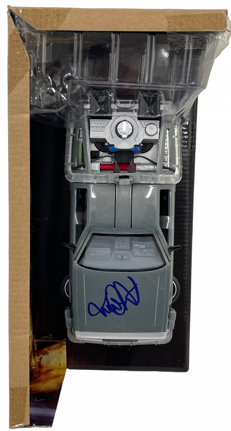 MICHAEL J FOX SIGNED BACK TO THE FUTURE 1:24 DELOREAN DIECAST BECKETT COA
 COLLECTIBLE MEMORABILIA