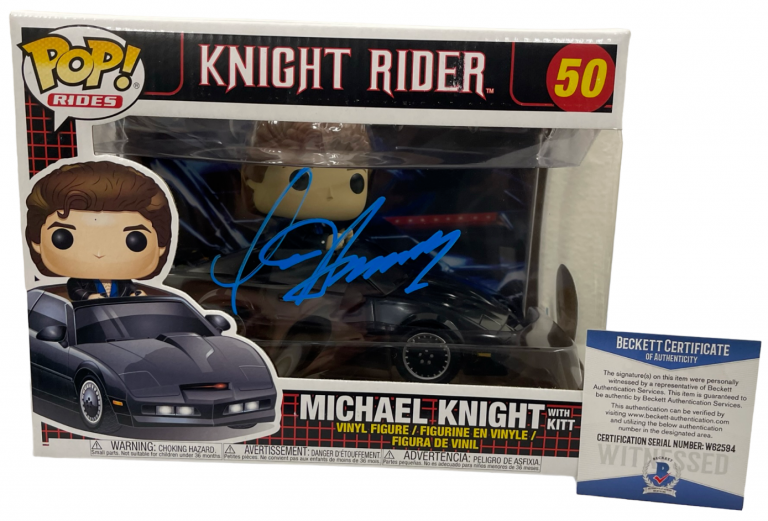 DAVID HASSELHOFF SIGNED KNIGHT RIDER MICHAEL KNIGHT FUNKO FIGURE RIDE BECKETT
 COLLECTIBLE MEMORABILIA