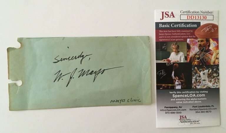 DR. WILLIAM J. MAYO SIGNED AUTOGRAPHED 3 X 5.5 ALBUM PAGE JSA CERTIFIED CLINIC
 COLLECTIBLE MEMORABILIA