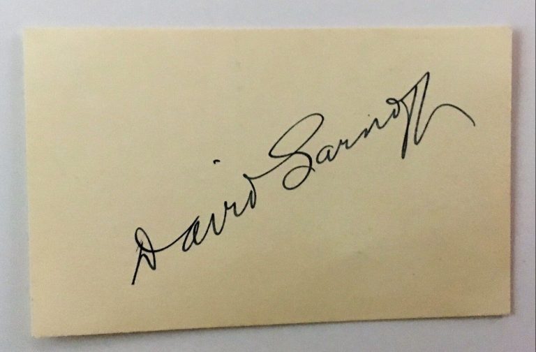 DAVID SARNOFF SIGNED AUTOGRAPHED 3.75 X 5 CARD FULL JSA LETTER NBC RCA
 COLLECTIBLE MEMORABILIA