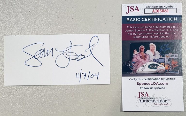 SAM LLOYD SIGNED AUTOGRAPHED 2.5 X 5 CARD JSA CERTIFIED SCRUBS COUGAR TOWN
 COLLECTIBLE MEMORABILIA