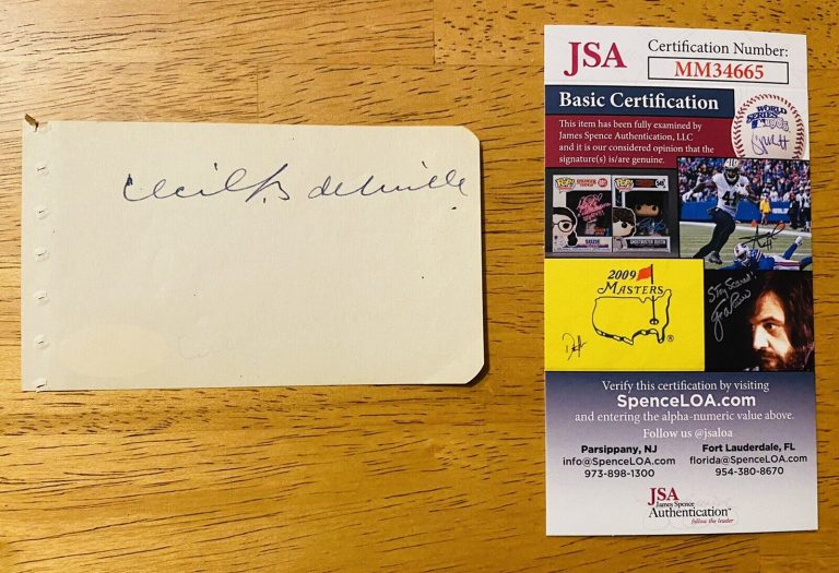 CECIL B DEMILLE SIGNED AUTOGRAPHED 2.5 X 4.25 ALBUM PAGE JSA CERTIFIED DIRECTOR
 COLLECTIBLE MEMORABILIA