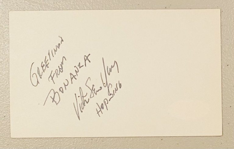 VICTOR SEN YUNG SIGNED AUTOGRAPHED 3×5 CARD JSA LETTER HOP SING BONANZA
 COLLECTIBLE MEMORABILIA