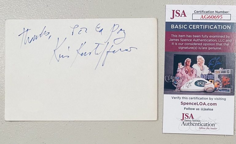 KRIS KRISTOFFERSON SIGNED AUTOGRAPHED 4×6 CARD JSA CERT BLADE A STAR IS BORN
 COLLECTIBLE MEMORABILIA