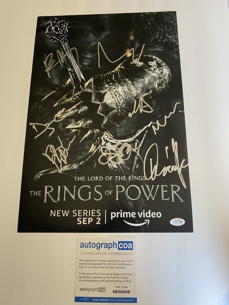 LORD OF THE RINGS: RINGS OF POWER SIGNED AUTOGRAPHED CAST 12×18 PHOTO ACOA RARE
 COLLECTIBLE MEMORABILIA