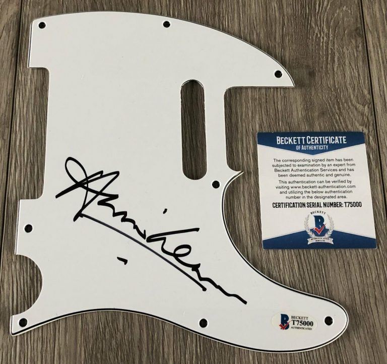 ANNIE LENNOX SIGNED EURYTHMICS GUITAR PICKGUARD W/PROOF & BECKETT BAS COA
 COLLECTIBLE MEMORABILIA