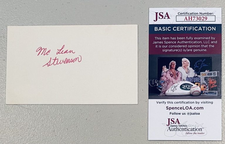 MCLEAN STEVENSON SIGNED AUTOGRAPHED 3×5 CARD JSA CERTIFIED MASH M*A*S*H
 COLLECTIBLE MEMORABILIA