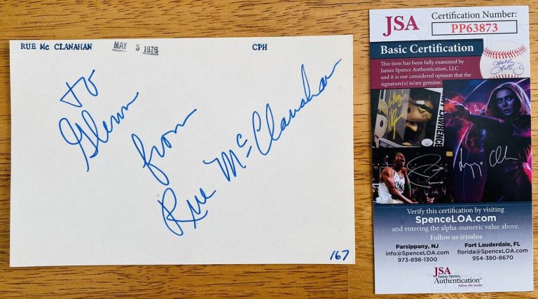 RUE MCCLANAHAN SIGNED AUTOGRAPHED 4×6 CARD JSA CERTIFIED GOLDEN GIRLS 2
 COLLECTIBLE MEMORABILIA