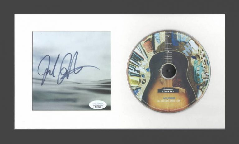 JACK JOHNSON SIGNED AUTOGRAPH ALL THE LIGHT ABOVE IT TOO FRAMED CD DISPLAY – JSA
 COLLECTIBLE MEMORABILIA