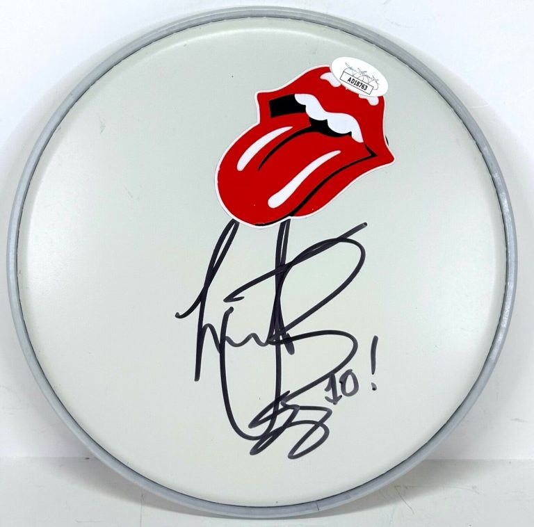 CHARLIE WATTS SIGNED AUTOGRAPH DRUMHEAD ROLLING STONES DRUMMER JSA COA
 COLLECTIBLE MEMORABILIA