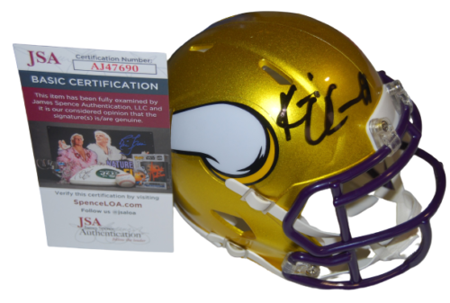 KEVIN O’CONNELL SIGNED (MINESOTA VIKINGS) FLASH MINI FOOTBALL HELMET JSA AJ47690
 COLLECTIBLE MEMORABILIA