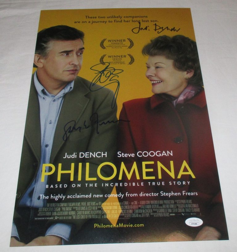 PHILOMENA CAST SIGNED 12X18 MOVIE POSTER JSA JUDI DENCH STEVE COOGAN
 COLLECTIBLE MEMORABILIA