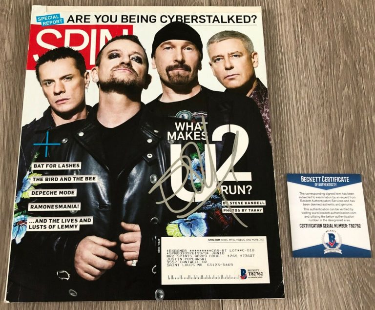 THE EDGE U2 SIGNED AUTOGRAPH SPIN MAGAZINE W/PROOF & BECKETT BAS COA
 COLLECTIBLE MEMORABILIA