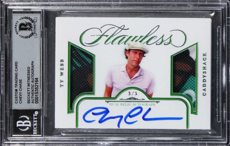 CHEVY CHASE CADDYSHACK SIGNED PURPLE #’D/5 TRADING PATCH CARD AUTO 10 BAS SLAB
 COLLECTIBLE MEMORABILIA