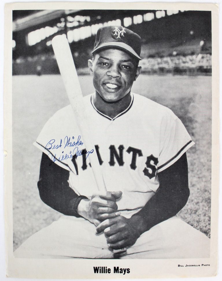 GIANTS WILLIE MAYS “BEST WISHES” SIGNED 8×10 PHOTO ROOKIE ERA SIGNATURE! JSA LOA
 COLLECTIBLE MEMORABILIA