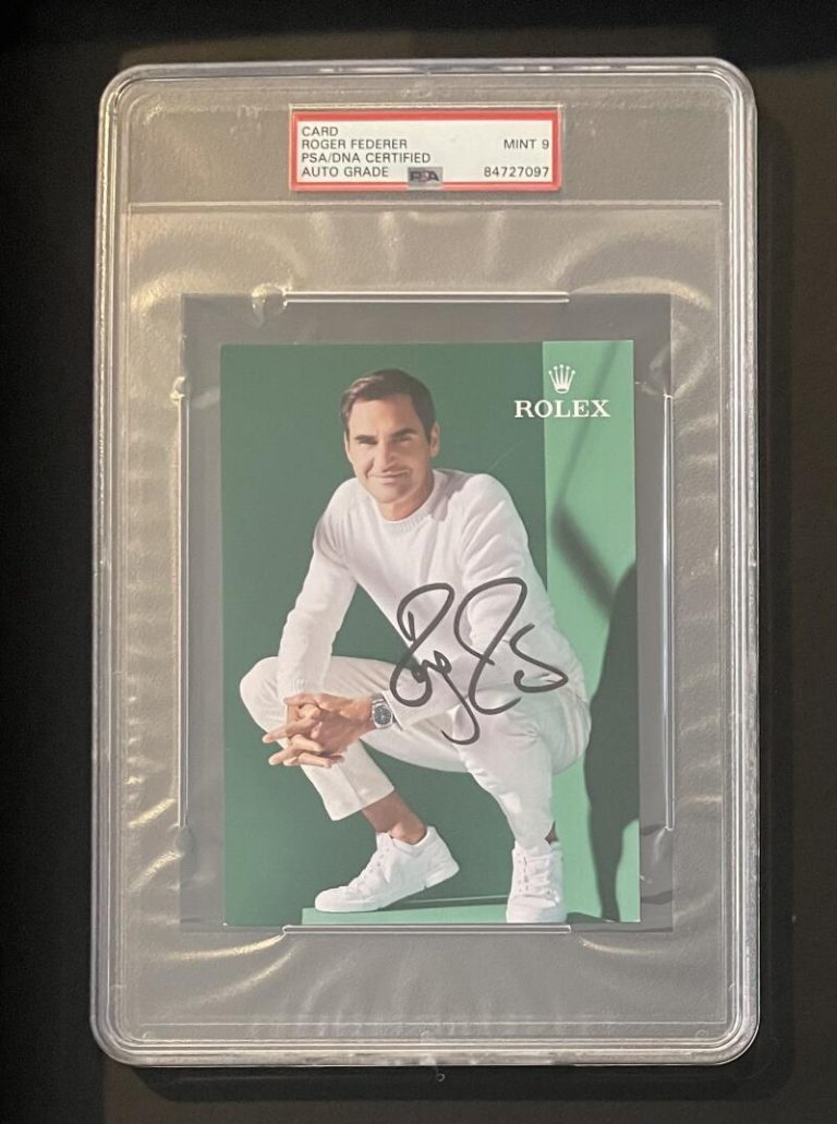 ROGER FEDERER SIGNED AUTOGRAPH PSA/DNA SLABBED CARD – PSA AUTO GRADE MINT 9
 COLLECTIBLE MEMORABILIA