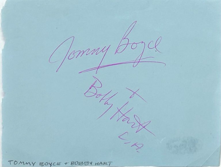 TOMMY BOYCE BOBBY HART SIGNED AUTOGRAPH 3X5 ALBUM PAGE MONKEES BAS
 COLLECTIBLE MEMORABILIA