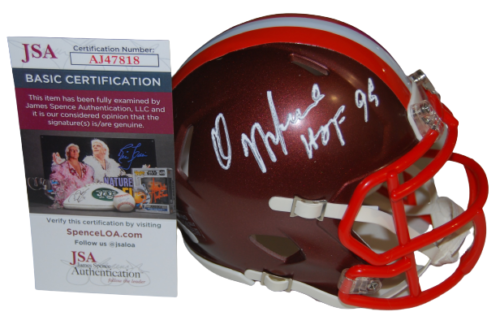 OZZIE NEWSOME SIGNED (CLEVELAND BROWNS) FLASH MINI FOOTBALL HELMET JSA AJ47818
 COLLECTIBLE MEMORABILIA