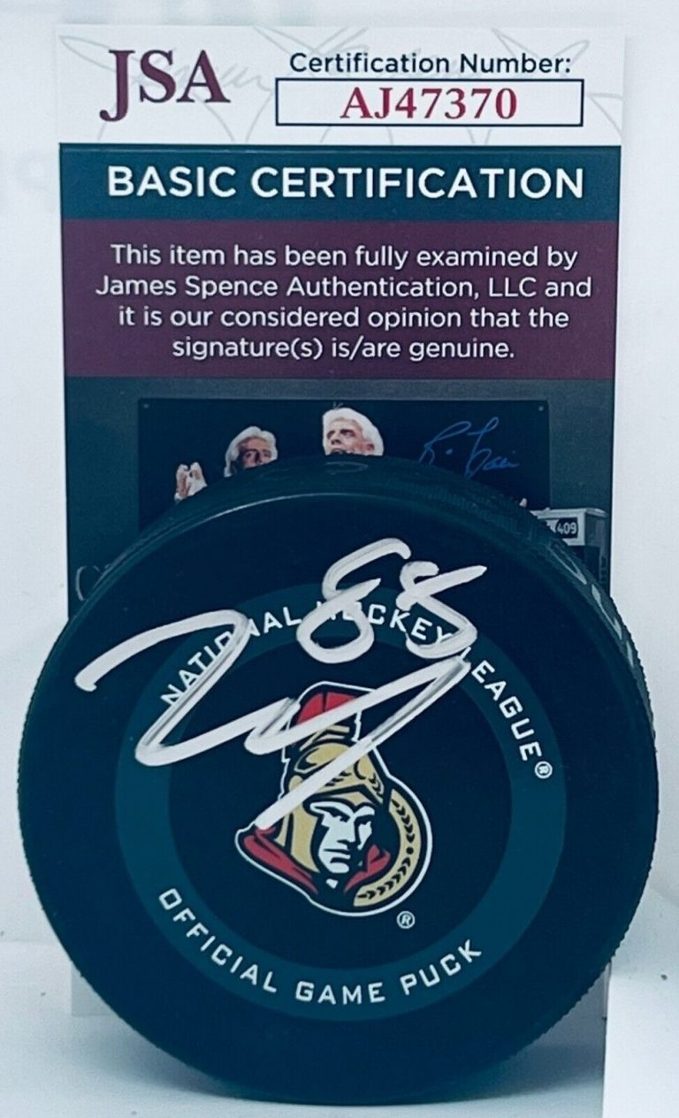 JAKE SANDERSON SIGNED OTTAWA SENATORS OFFICIAL GAME PUCK AUTOGRAPHED JSA
 COLLECTIBLE MEMORABILIA