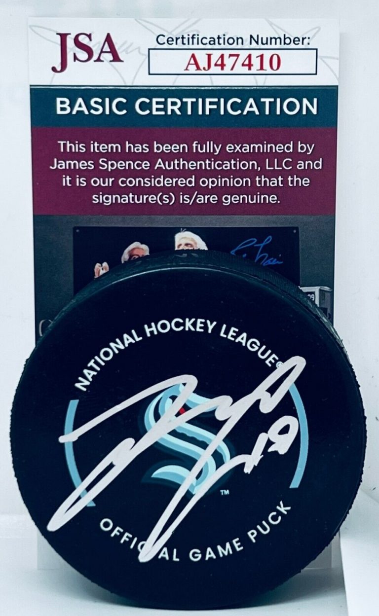 JARED MCCANN SIGNED SEATTLE KRAKEN OFFICIAL GAME PUCK AUTOGRAPHED JSA
 COLLECTIBLE MEMORABILIA
