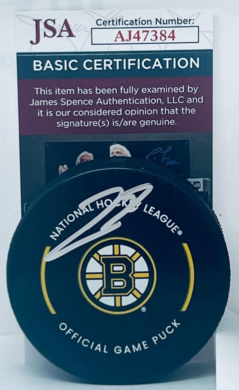 PAVEL ZACHA SIGNED BOSTON BRUINS OFFICIAL GAME PUCK AUTOGRAPHED JSA
 COLLECTIBLE MEMORABILIA