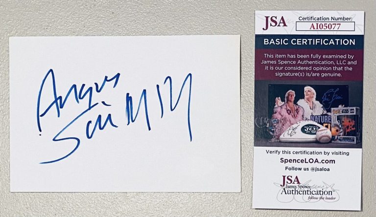 ANGUS SCRIMM SIGNED AUTOGRAPHED 4×6 CARD JSA CERTIFIED PHANTASM TALL MAN
 COLLECTIBLE MEMORABILIA
