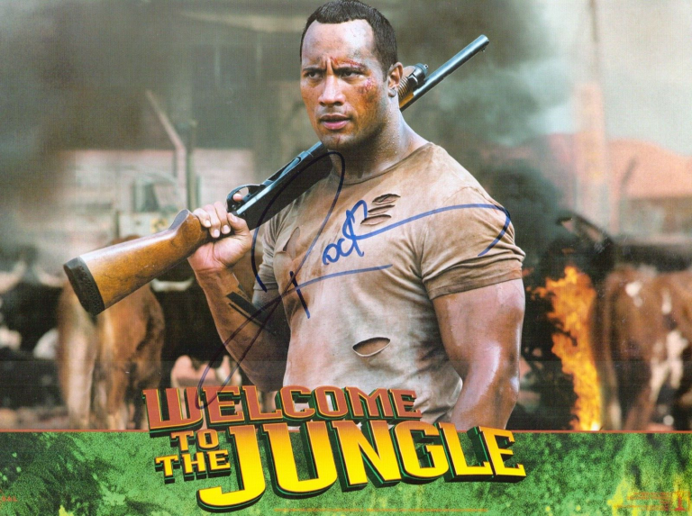 DWAYNE JOHNSON THE ROCK SIGNED AUTOGRAPH 8 1/4 X 11 5/8 MOVIE PHOTO JSA LOA
 COLLECTIBLE MEMORABILIA