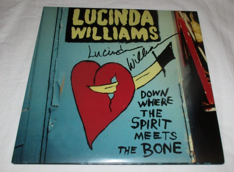 LUCINDA WILLIAMS SIGNED DOWN WHERE THE SPIRIT MEETS THE BONE VINYL RECORD JSA
 COLLECTIBLE MEMORABILIA
