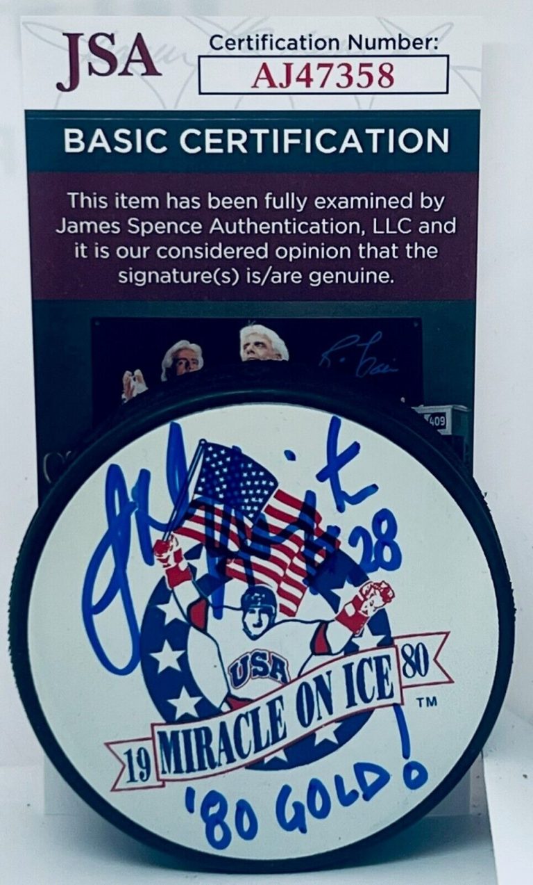 JOHN HARRINGTON TEAM USA SIGNED 1980 MIRACLE ON ICE PUCK AUTOGRAPHED JSA
 COLLECTIBLE MEMORABILIA
