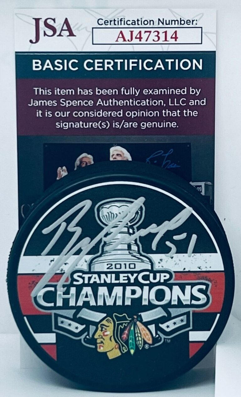 BRIAN CAMPBELL SIGNED CHICAGO BLACKHAWKS 2010 STANLEY CUP CHAMPS PUCK JSA
 COLLECTIBLE MEMORABILIA