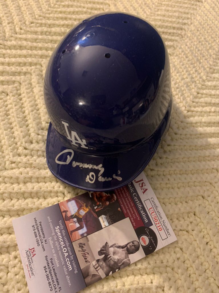TOMMY DAVIS SIGNED LOS ANGELES DODGERS MINI HELMET JSA AUTHENTICATION COA
 COLLECTIBLE MEMORABILIA