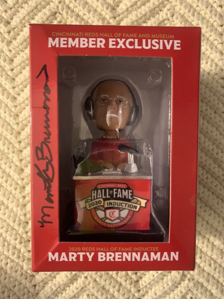 CINCINNATI REDS MARTY BRENNAMAN SIGNED BOBBLEHEAD HALL OF FAME AUTOGRAPHED 2020
 COLLECTIBLE MEMORABILIA