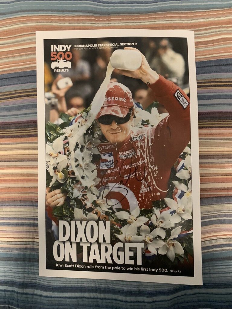 SCOTT DIXON SIGNED 11 X 17 POSTER 2008 INDIANAPOLIS INDY 500 NEWSPAPER PRINT
 COLLECTIBLE MEMORABILIA