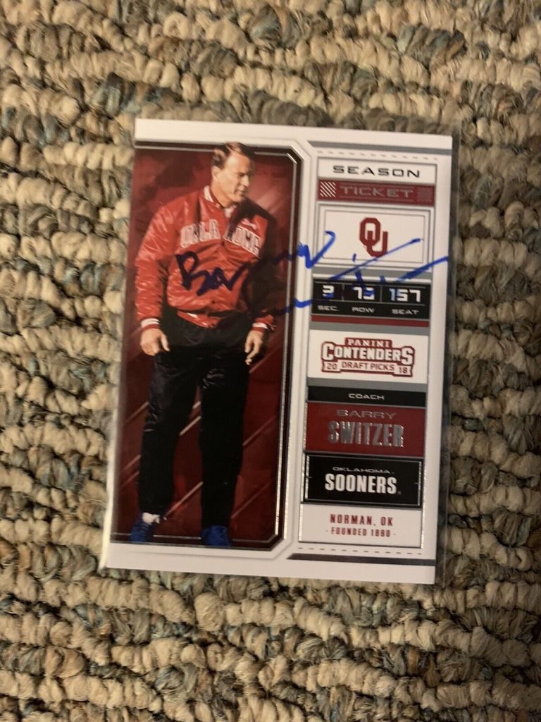 BARRY SWITZER SIGNED FOOTBALL TRADING CARD AUTOGRAPHED COACH
 COLLECTIBLE MEMORABILIA