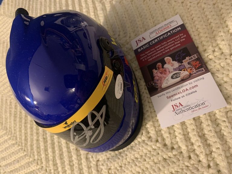 DALE EARNHARDT JR NASCAR SIGNED MINI HELMET AUTO 1/2 SCALE JSA AUTHENTICATED COA
 COLLECTIBLE MEMORABILIA