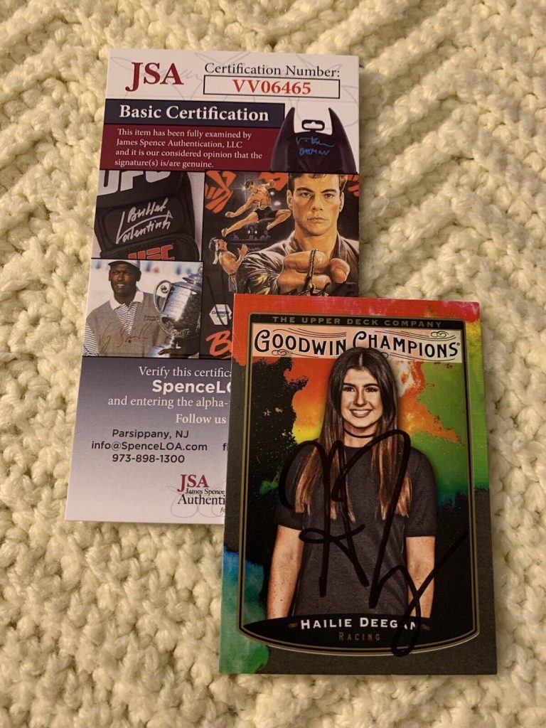 HAILIE DEEGAN SIGNED NASCAR TRADING CARD GOODWIN 2019 JSA AUTHENTICATED COA
 COLLECTIBLE MEMORABILIA