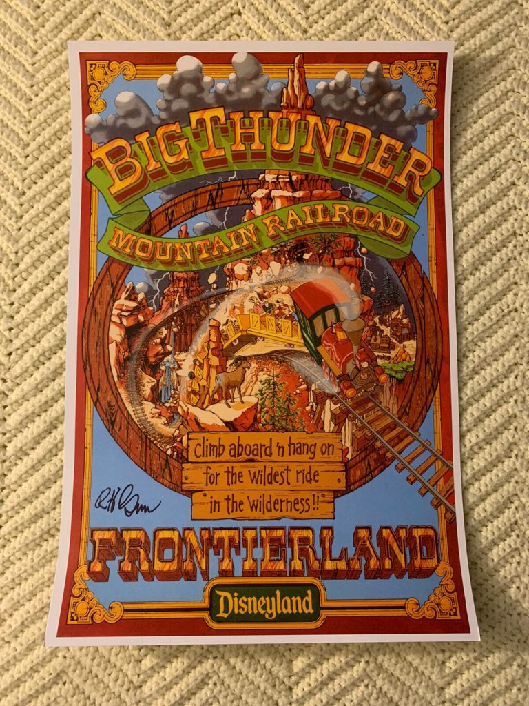 ROBERT BOB GURR SIGNED PRINT 12 X18 BIG THUNDER MOUNTAIN RAILROAD AUTHENTICATION
 COLLECTIBLE MEMORABILIA