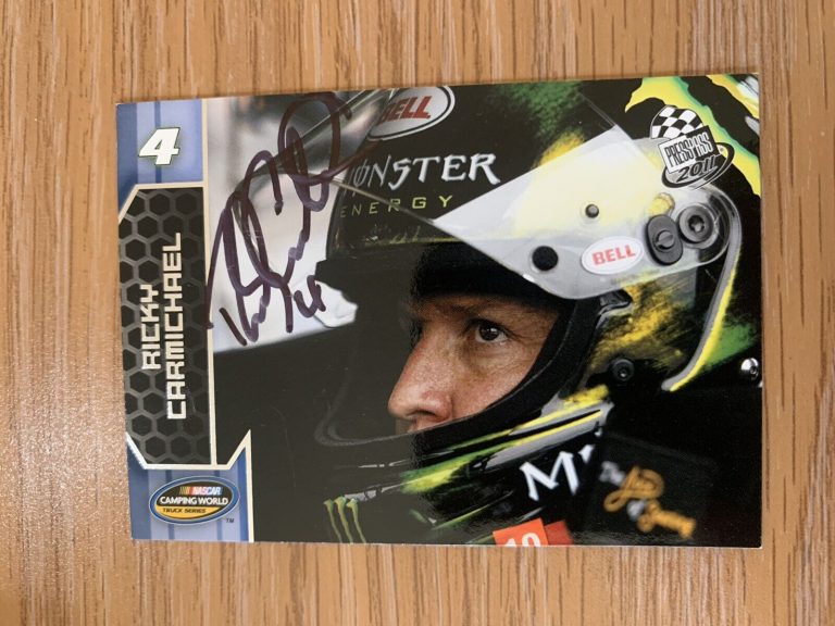 SIGNED TRADING CARD RICKY CARMICHAEL NASCAR AUTOGRAPHED MOTOCROSS AMA SUPERCROSS
 COLLECTIBLE MEMORABILIA