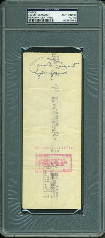 JIMMY DEMARET GOLF AUTHENTIC SIGNED 3X8.25 AUG 1969 CHECK PSA SLABBED #83554866
 COLLECTIBLE MEMORABILIA