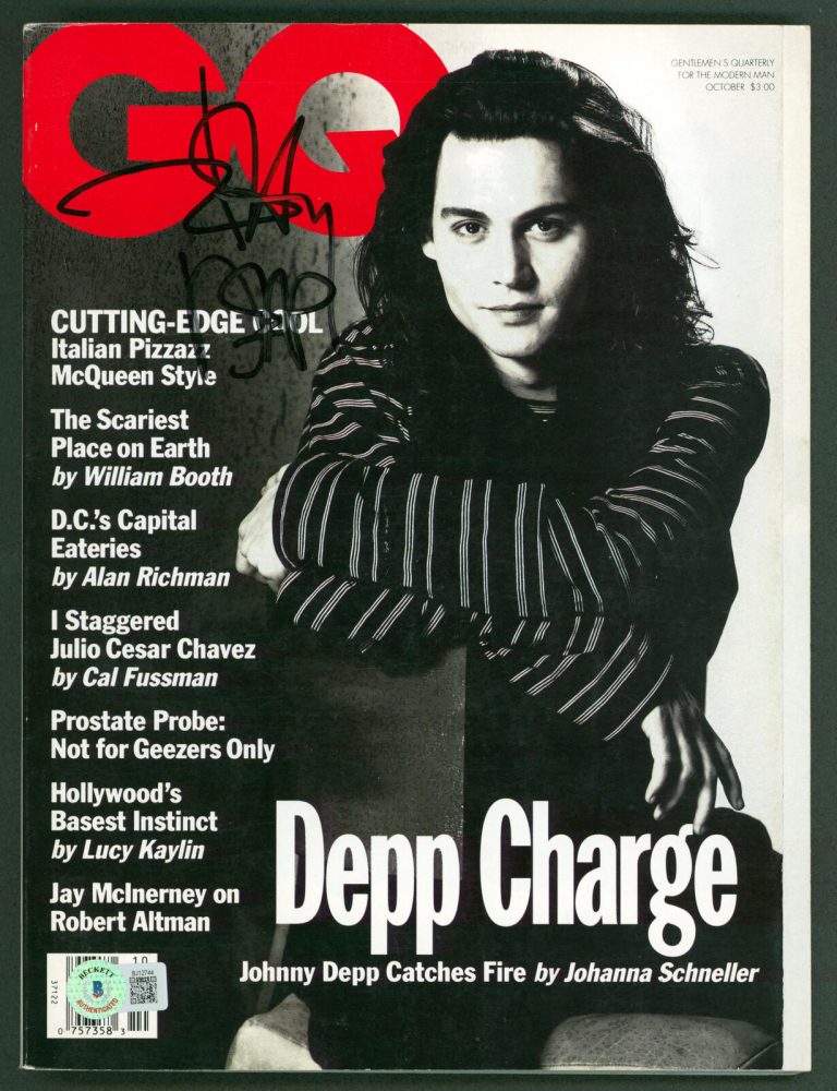 JOHNNY DEPP AUTHENTIC SIGNED OCTOBER 1993 GQ MAGAZINE AUTOGRAPHED BAS #BJ12744
 COLLECTIBLE MEMORABILIA