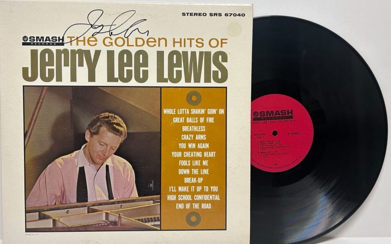 JERRY LEE LEWIS SIGNED AUTOGRAPH LP “THE GOLDEN HITS” JSA GREAT BALLS OF FIRE
 COLLECTIBLE MEMORABILIA