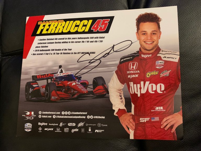 SANTINO FERRUCCI INDIANAPOLIS INDY 500 SIGNED CAR PROMO CARD AUTOGRAPHED 2021
 COLLECTIBLE MEMORABILIA