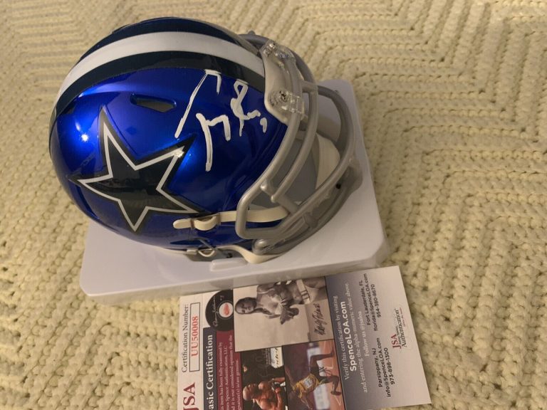 TONY ROMO SIGNED MINI HELMET AUTOGRAPHED JSA AUTHENTICATION COA FLASH COWBOYS
 COLLECTIBLE MEMORABILIA