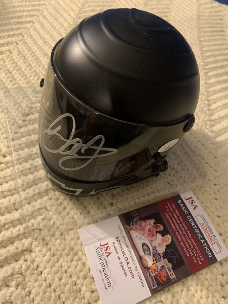 DALE EARNHARDT JR NASCAR SIGNED MINI HELMET AUTO 1/2 SCALE JSA AUTHENTICATED COA
 COLLECTIBLE MEMORABILIA