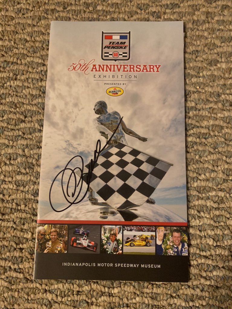 ROGER PENSKE SIGNED 50TH ANNIVERSARY PAMPHLET INDIANAPOLIS INDY 500
 COLLECTIBLE MEMORABILIA