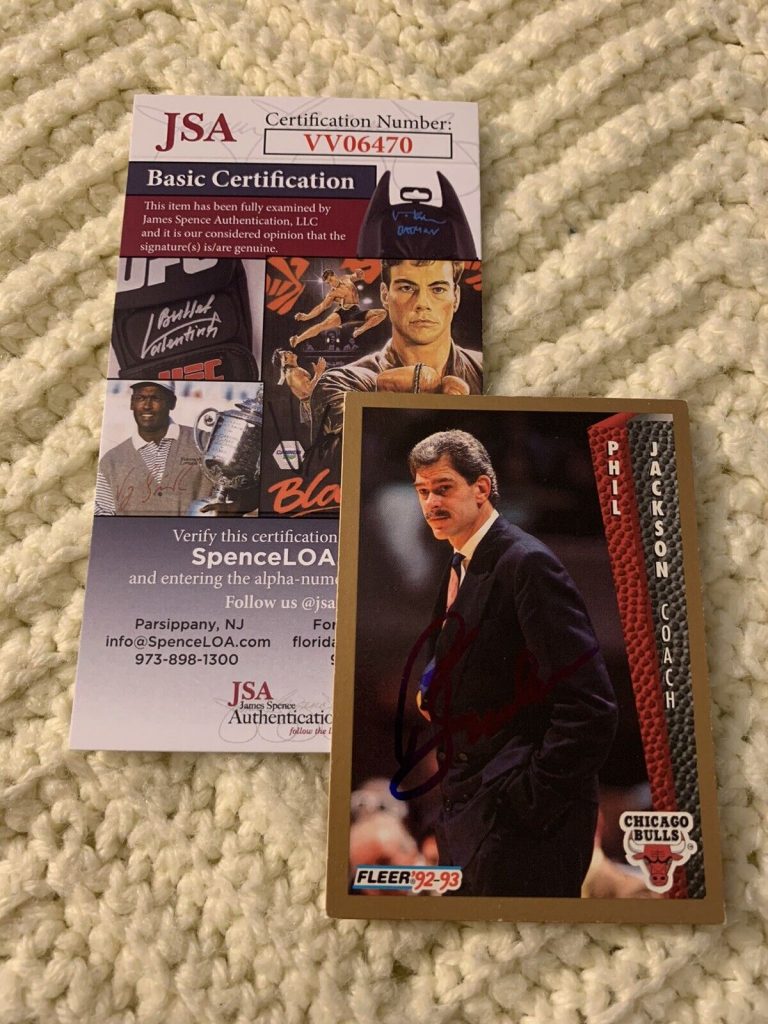 PHIL JACKSON SIGNED FLEER 1992-1993 TRADING CARD JSA AUTHENTICATED COA #31 BULLS
 COLLECTIBLE MEMORABILIA