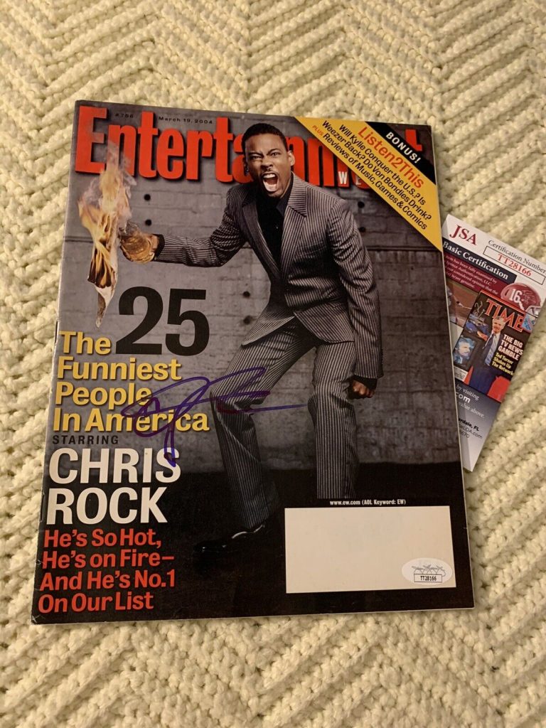 CHRIS ROCK SIGNED ENTERTAINMENT MAGAZINE JSA AUTHENTICATED COA 3/19/04 NO LABEL
 COLLECTIBLE MEMORABILIA