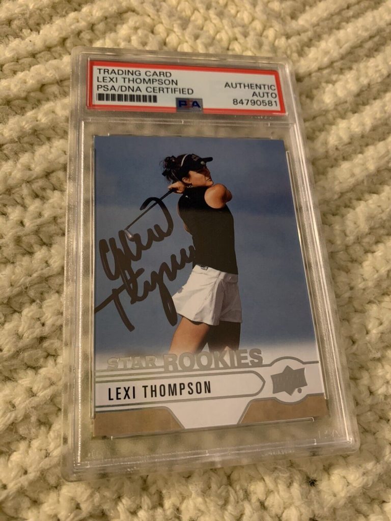 LEXI THOMPSON SIGNED 2021 UD GOLF CARD #R-11 PSA /DNA COA RC ROOKIE AUTOGRAPHED
 COLLECTIBLE MEMORABILIA