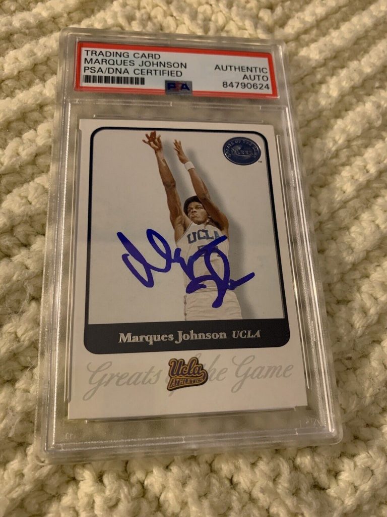 MARQUES JOHNSON SIGNED 2001 FLEER GREATS OF THE GAME CARD #54 PSA /DNA COA
 COLLECTIBLE MEMORABILIA